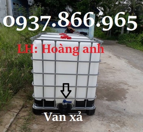 Bồn nhựa màu trắng đựng hóa chất, tank nhựa IBC 1000l