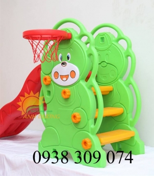 Cầu trượt con gấu, con voi bóng rổ xích đu cho bé