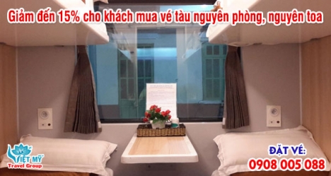 Giảm đến 15% cho khách mua vé tàu nguyên phòng, nguyên toa