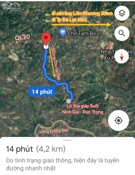 3Ha đất triền đồi + giáp suối Đức Trọng, đường Oto chỉ 210tr/xào