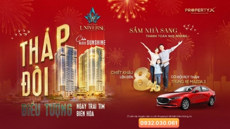 BIÊN HÒA UNIVERSE COMPLEX CHỈ 33TR/M2,CƠ HỘI SỞ HỮU MAZDA 3 - 0932030061