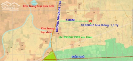 Bán nhanh lô đất vườn hoà thắng 1hecta gần đường nhựa ĐT 716 chỉ 1,3 Tỷ sổ có đường Lh 0938677909 Hi