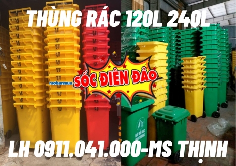 Thùng rác công cộng giá sỉ, thùng rác 240lit vĩnh long