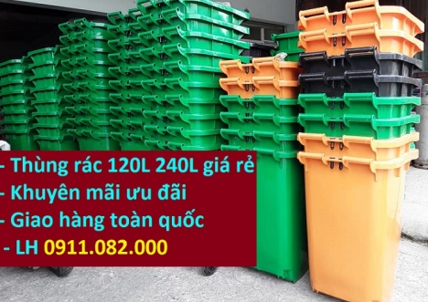 Thùng đựng rác 120L 240L giá rẻ tại cà mau- thùng rác công cộng- lh 0911082000