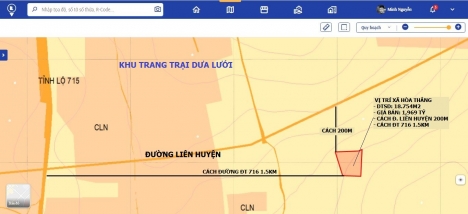 Đất Hòa Thắng Ngay Đường Liên Huyện Gần ĐT 716 Giá Chỉ 105K/m2