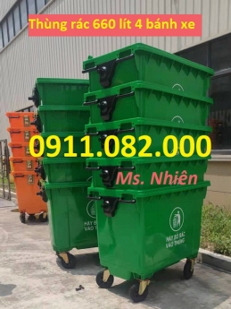 Giá rẻ thùng rác tại sóc trăng- thùng rác 120L 240L màu xanh, cam- lh 0911082000