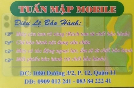 Tuấn Mập Mobile - Chuyên Sữa Chữa Các Dòng Điện Thoại Di Động Và Máy Tính Bảng, Đồng Hồ Thông Minh