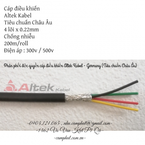 Cáp tín hiệu chống nhiễu 2c / 4c / 6c / 8c x 0.22mm Altek Kabel (Standard of Germany)