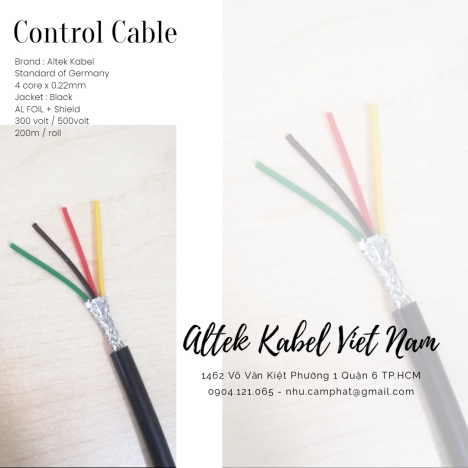 Cáp tín hiệu chống nhiễu 2c / 4c / 6c / 8c x 0.22mm Altek Kabel (Standard of Germany)