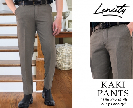 LENCITY - Quần Kaki Nam Cao Cấp Dáng Âu Chuẩn Hàng VNXK