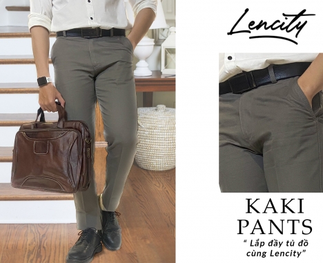LENCITY - Quần Kaki Nam Cao Cấp Dáng Âu Chuẩn Hàng VNXK
