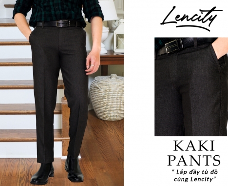 LENCITY - Quần Kaki Nam Cao Cấp Dáng Âu Chuẩn Hàng VNXK