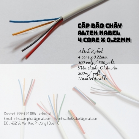 Cáp báo cháy / Cáp báo khói 4c-6c-8c x 0.22mm2 Altek Kabel
