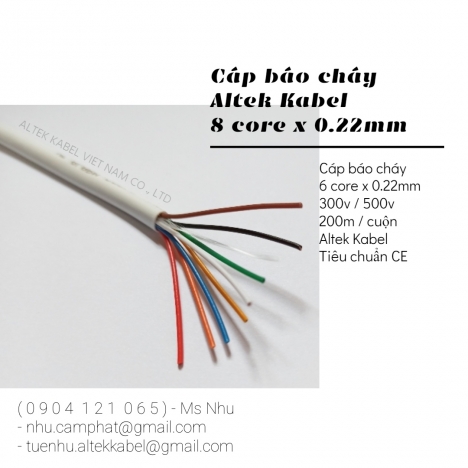 Cáp báo cháy / Cáp báo khói 4c-6c-8c x 0.22mm2 Altek Kabel