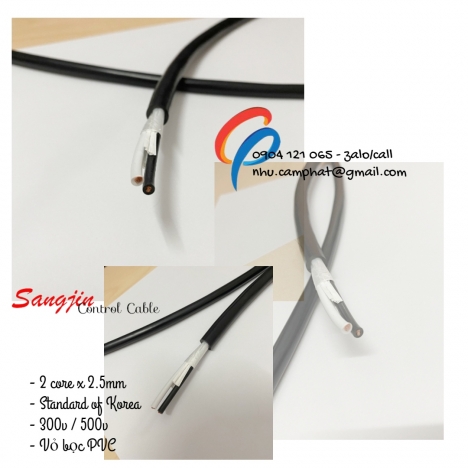 SANGJIN CONTROL CABLE (2 lõi x 2.5mm) không chống nhiễu. Lõi đồng nguyên chất