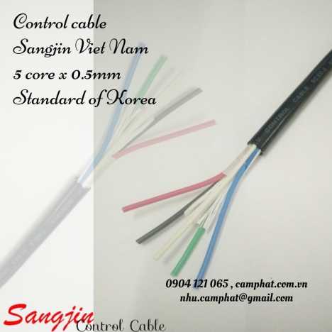 Cáp điều khiển Sangjin 5 lõi x 0.5mm/0.75mm/1.25mm/1.5mm/2.5mm không chống nhiễu