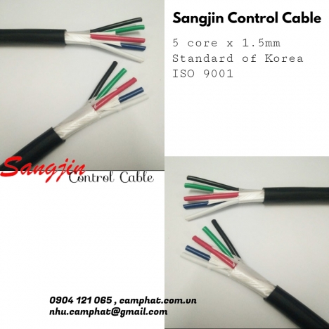 Cáp điều khiển Sangjin 5 lõi x 0.5mm/0.75mm/1.25mm/1.5mm/2.5mm không chống nhiễu