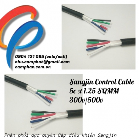 Cáp điều khiển Sangjin 5 lõi x 0.5mm/0.75mm/1.25mm/1.5mm/2.5mm không chống nhiễu