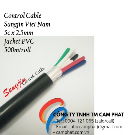 Cáp điều khiển Sangjin 5 lõi x 0.5mm/0.75mm/1.25mm/1.5mm/2.5mm không chống nhiễu