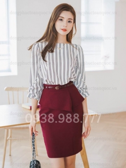 Mẫu đồng phục chân váy thời trang cao cấp, giúp nữ văn phòng trẻ trung bất ngờ