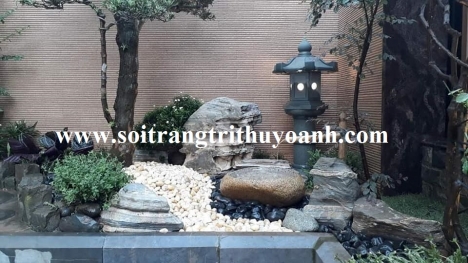 Sỏi đen bóng rải tiểu cảnh cao cấp penthouse