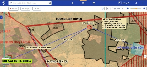 Đất Bình Tân Ngay Liên Huyện Cạnh Safari 3.300ha Rạng Đông Giá 120K/m2