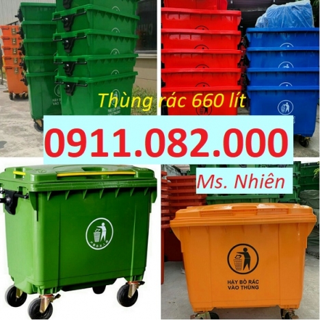 Mua bán thùng rác nhựa giá rẻ- thùng rác 120L 240L 660L màu xanh giá thấp- lh 0911082000