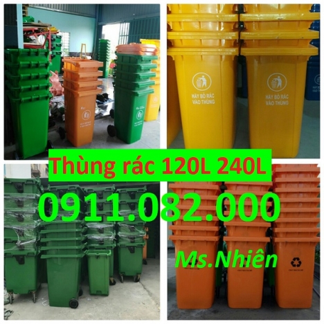 Mua bán thùng rác nhựa giá rẻ- thùng rác 120L 240L 660L màu xanh giá thấp- lh 0911082000