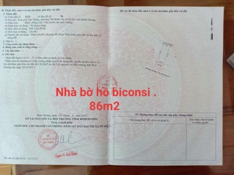 Bán Nhà Bờ Hồ Bicosi -Dĩ An -Bình Dương