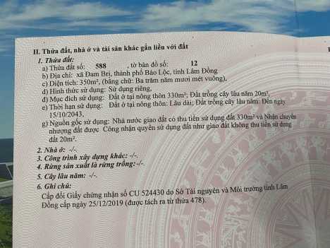 Bán đất nền biệt thự thổ cư tp Bảo Lộc