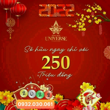 BIÊN HÒA UNIVERSE COMPLEX CHỈ 250TR/2PN NGAY KCN AMATA CK LÊN TỚI 28%