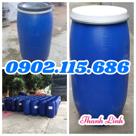 Phuy nhựa nắp hở, phuy nhựa 150 lít, thùng phuy nhựa mới, thùng phuy nhựa 150 lít cũ, thùng phuy nhự