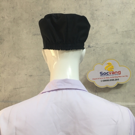 Nón Phục Vụ Màu Đen kaki 65% cotton < hình thật 100% >