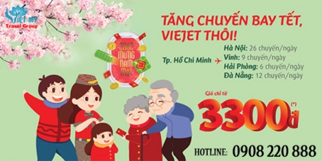 Vietjet ưu đãi vé máy bay Tết chỉ từ 3.300 đồng
