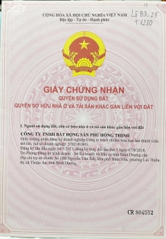 Bán đất Phường Tân Đông Hiệp Dĩ An full thổ cư 100%