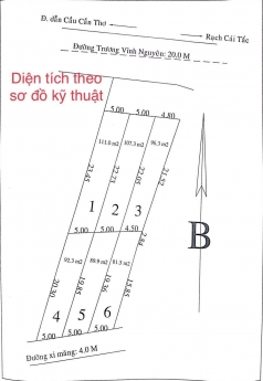 Bán 6 Nền Mặt Tiền Đường Trương Vĩnh Nguyên Cần Thơ giá từ 990 triệu