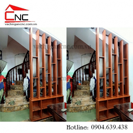 Gía vách ngăn lam gỗ trang trí phòng khách