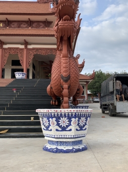 chậu hoa dán sành sứ Cơ sở chậu hoa Thế Sơn - chậu hoa dán sành sứ - chậu khảm sành - cẩn miễng