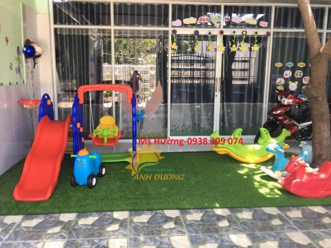 Cầu trượt đơn, cầu trượt xích đu con voi con gấu AD