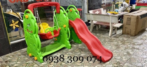 Cầu trượt đơn, cầu trượt xích đu con voi con gấu AD