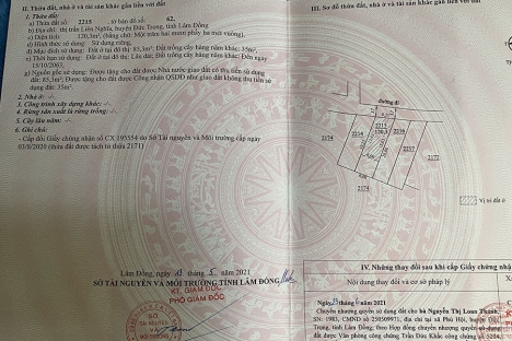 Bán Đất TT Liên Nghĩa 1,55 tỷ 6x20m (120,3m2) Thổ Cư 85,3m2 (Đất Ven Đà Lạt)