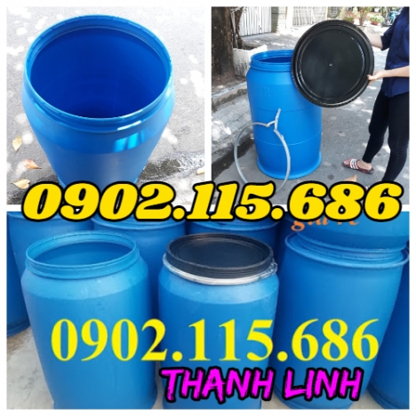 Thùng phuy nhựa nắp hở, phuy nhựa nắp hở 220 lít, thùng đựng hóa chất 220L, thùng phuy nhựa 200L, th