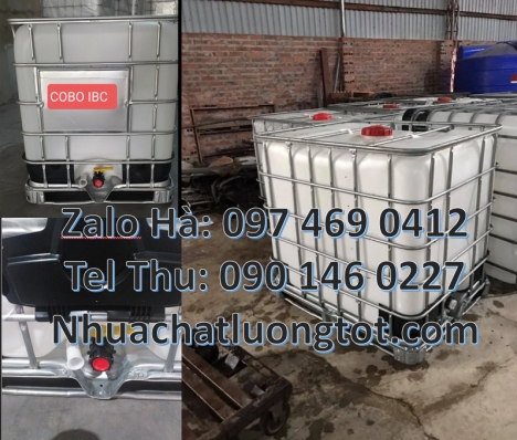 Tank 1000L đựng chất phụ gia thực phẩm, bồn nhựa 1000l đựng axit, Tank IBC 1000 lít, Thùng IBC 1000l