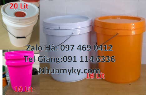 Xô nhựa 22 lít, thùng nhựa 19 l quai sắt Thùng sơn 18 lít quai sắt, thùng nhựa 3,8 lít, Vỏ thùn