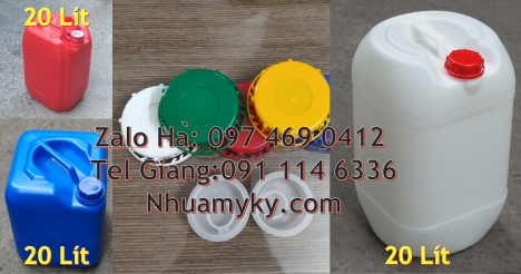 can 20l giá rẻ, can 25l xanh Can 20l vuông, Can vuông 25l đựng phân bón, can 25l trắng, Can dẹp 30l