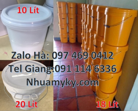 Xô nhựa 22 lít, thùng nhựa 19 l quai sắt Thùng sơn 18 lít quai sắt, thùng nhựa 3,8 lít, Vỏ thùn