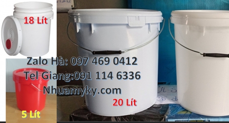 Xô nhựa 22 lít, thùng nhựa 19 l quai sắt Thùng sơn 18 lít quai sắt, thùng nhựa 3,8 lít, Vỏ thùn