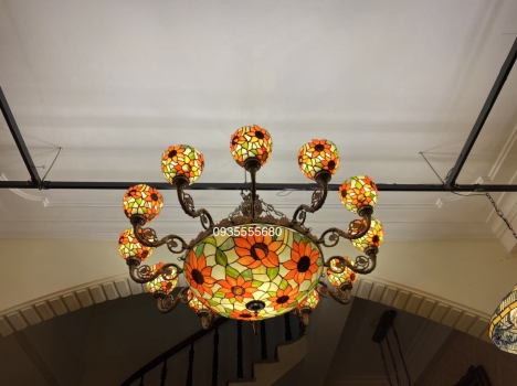 Giao lưu em đèn chùm tiffany họa tiết hoa hướng dương