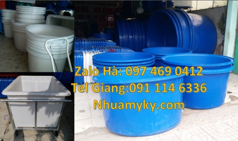 Thùng nhựa 500 lít, thùng nhựa xanh vuông, Thùng nhựa tròn 3000L  1100L nuôi hải sản, Thùng nhựa