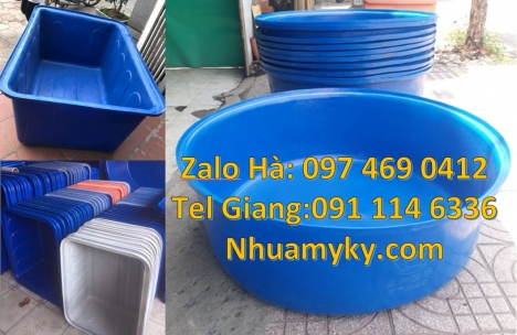 Thùng nhựa 500 lít, thùng nhựa xanh vuông, Thùng nhựa tròn 3000L  1100L nuôi hải sản, Thùng nhựa